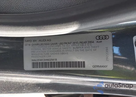 2017 Audi S7 4.0T Premium Plus из США, поврежденный, VIN WAU2FAFC9HN025618